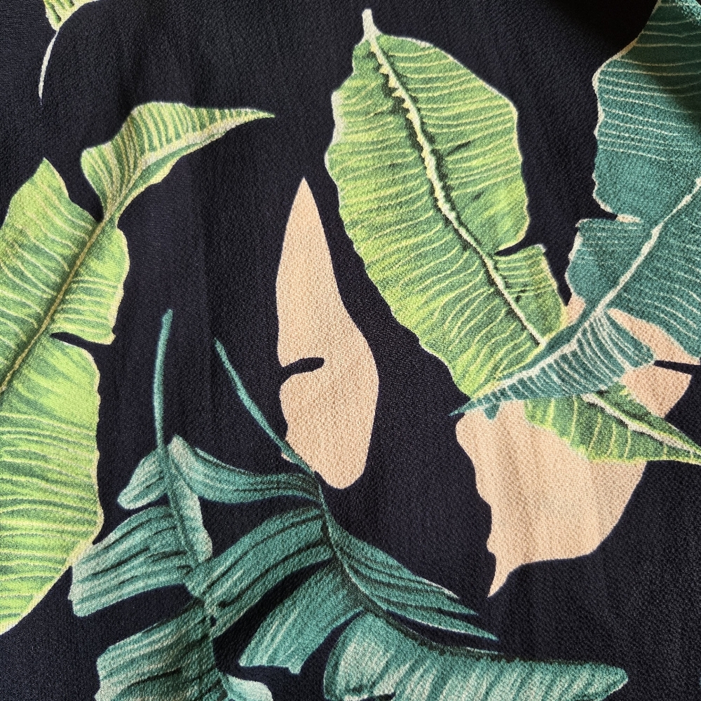 3/$25 Shein Maxi Dress Tropical Floral Short Sleeve Navy Blue Green Large - Picture 5 of 15